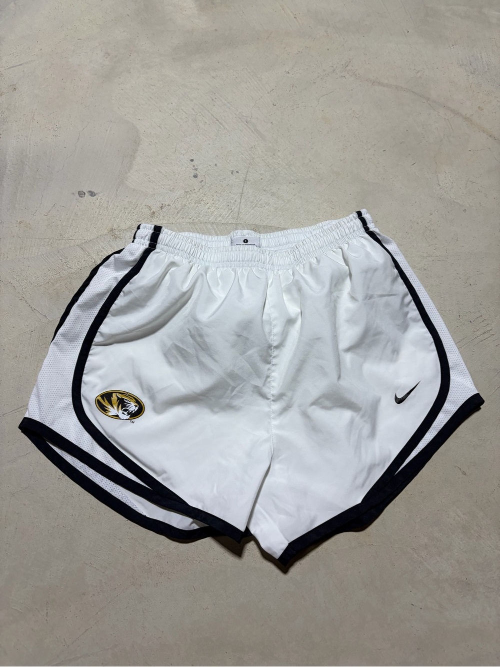 Nike Women’s White Athletic Shorts with Black Trim Missouri mizzou